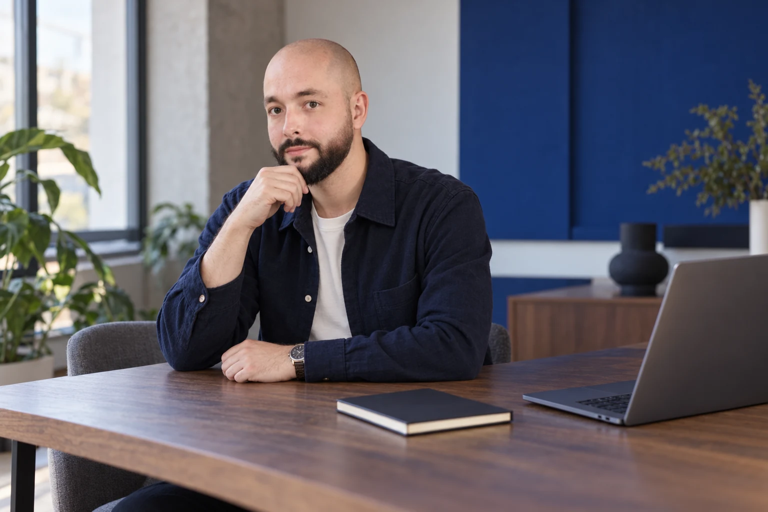 David Chereau dans un environnement de travail, portrait éditorial créé à partir de sa photographie